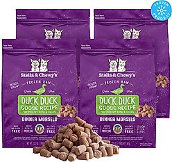 Stella & Chewy's Frozen Duck Duck Goose Morsels Grain-Free Frozen Cat Food, 1.25-lb bag, case of 4