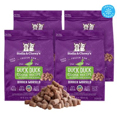 Show full view: Stella & Chewy's Frozen Duck Duck Goose Morsels Grain-Free Frozen Cat Food, 1.25-lb bag, case of 4 slide 1 of 10
