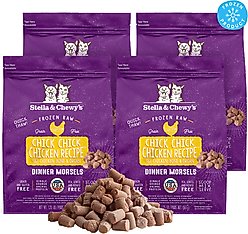Stella & Chewy's Frozen Chick Chick Chicken Morsels Grain-Free Frozen Cat Food, 1.25-lb bag, case of 4