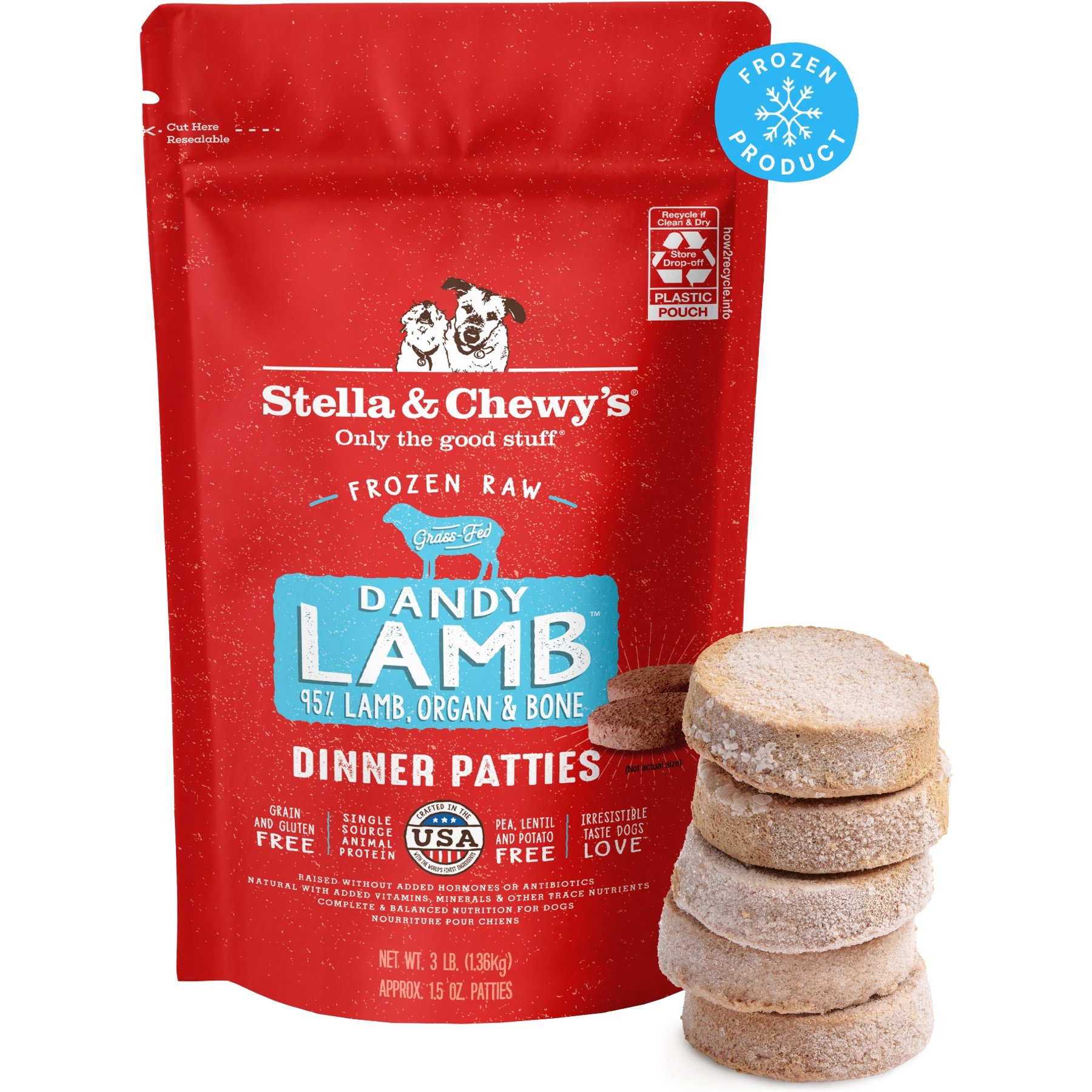 Stella & Chewy's Dandy Lamb Patties Frozen Raw Dog Food, 3-lb bag