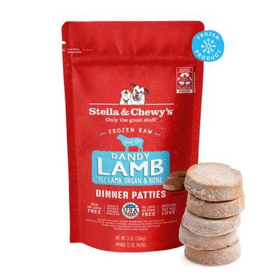 Show full view: Stella & Chewy's Dandy Lamb Patties Frozen Raw Dog Food, 3-lb bag slide 1 of 11