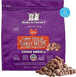 Stella & Chewy's Frozen Tummy Ticklin' Turkey Morsels Grain-Free Frozen Cat Food, 3-lb bag