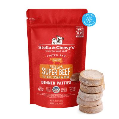 Show full view: Stella & Chewy's Stella's Super Beef Patties Frozen Raw Dog Food, 3-lb bag slide 1 of 11