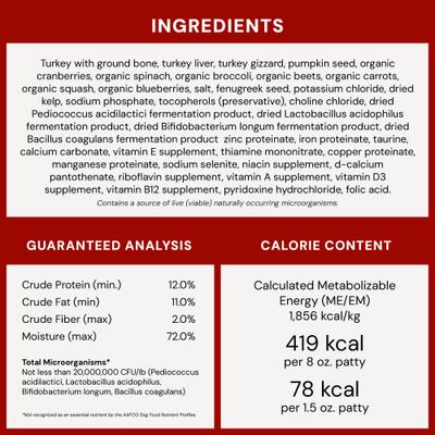 Show full view: Stella & Chewy's Tantalizing Turkey Patties Frozen Raw Dog Food, 6-lb bag slide 10 of 11