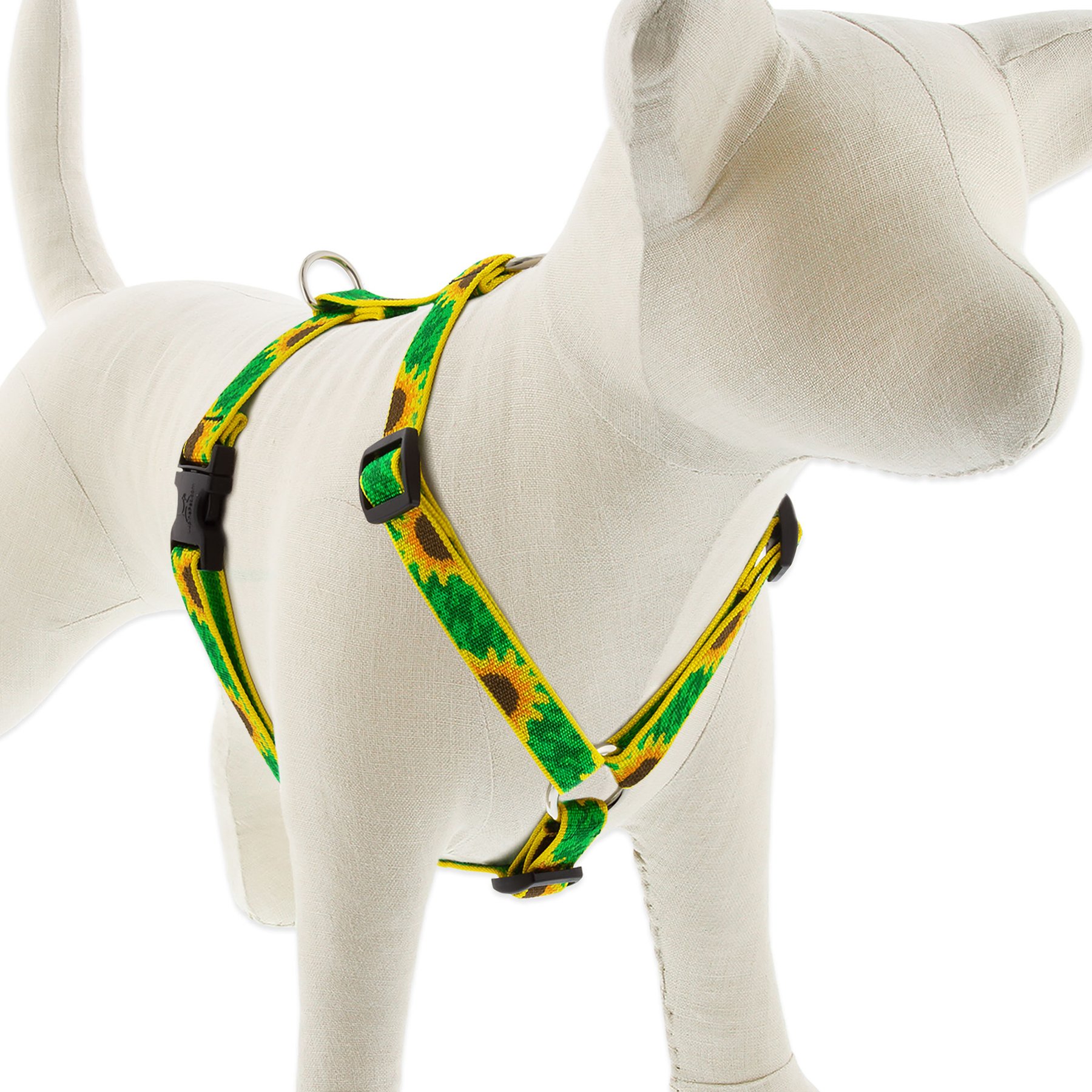 LupinePet Original Designs Sunflowers Adjustable Dog Harness, Medium: 14 to 24-in chest, 3/4-in wide