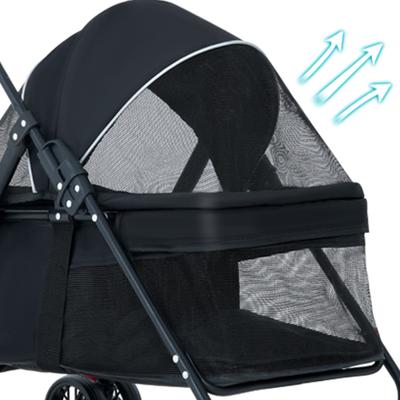 Show full view: Wefeedy Foldable 4-Wheel Dog & Cat Stroller, Black, Medium slide 9 of 10