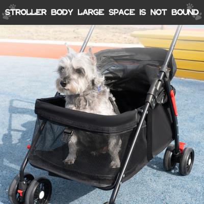 Show full view: Wefeedy Foldable 4-Wheel Dog & Cat Stroller, Black, Medium slide 5 of 10