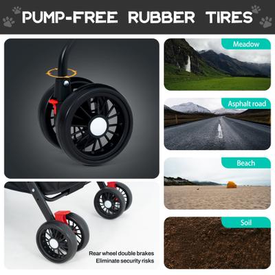 Show full view: Wefeedy Foldable 4-Wheel Dog & Cat Stroller, Black, Medium slide 4 of 10