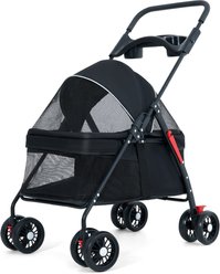 Wefeedy Foldable 4-Wheel Dog & Cat Stroller, Black, Medium slide 1 of 9