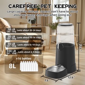 Modign Gravity Refill Pet Waterer, Black, 2.1-gal