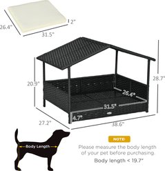 Bencmate Wicker with Canopy Rattan Daybed Cabana Outdoor Elevated Dog Bed, Medium, White slide 2 of 8
