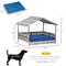 Show in main carousel: Zeus & Ruta Wicker Pet House with Canopy Outdoor Dog Bed, Cream/Blue, 38.5 x 27.25 x 27.5-in slide 7 of 7
