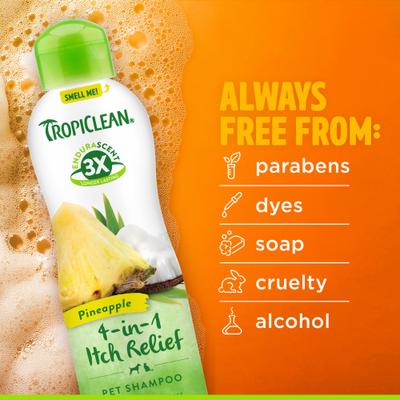 Show full view: TropiClean EnduraScent Pineapple Scented Itch Relief Dog & Cat Shampoo, 20-fl oz bottle slide 6 of 10