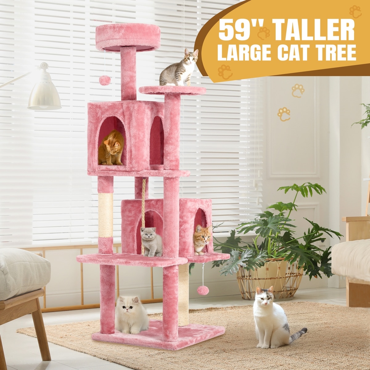 TSCOMON Multi-Level 58-in Plush Cat Tree & Condo