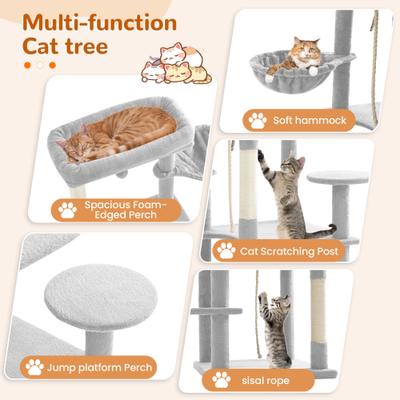 Show full view: TSCOMON 58-in Multi-Level Scratching Post Cat Tree, Light Gray slide 3 of 11