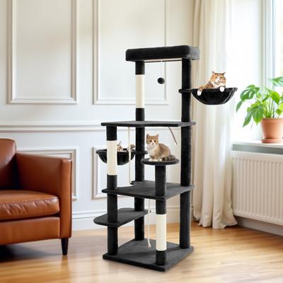 Show full view: TSCOMON 58-in Multi-Level Scratching Post Cat Tree, Black slide 8 of 12