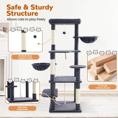 Show full view: TSCOMON 58-in Multi-Level Scratching Post Cat Tree, Deep Gray slide 4 of 11