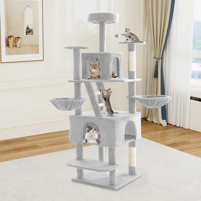 Show full view: TSCOMON 75-in Multi-Level Scratching Post Cat Tree & Condo, Light Gray slide 9 of 13