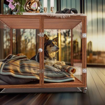 Show full view: BingoPaw Tempered Glass Dog Crate, Brown, 30 inch slide 8 of 9