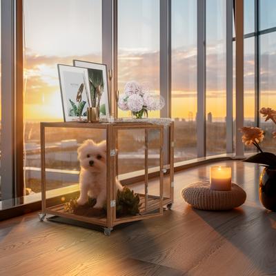 Show full view: BingoPaw Tempered Glass Dog Crate, Brown, 36 inch slide 7 of 9