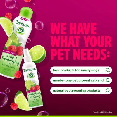 Show full view: TropiClean EnduraScent Raspberry Lime Scented Deodorizing Dog & Cat Shampoo, 20-fl oz bottle slide 9 of 10