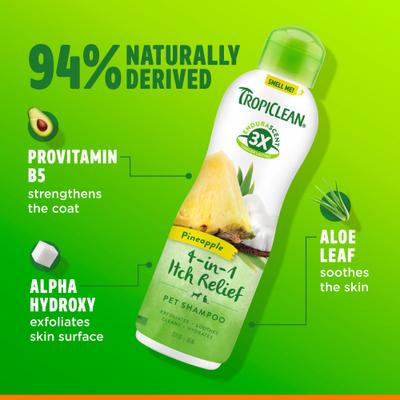 Show full view: TropiClean EnduraScent Pineapple Scented Itch Relief Dog & Cat Shampoo, 20-fl oz bottle slide 7 of 10