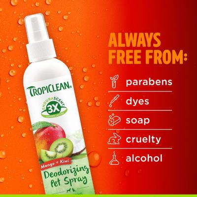 Show full view: TropiClean EnduraScent Mango Kiwi Scented Dog & Cat Deodorizing Spray, 8-fl oz bottle slide 6 of 9