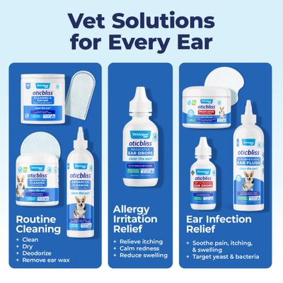 Show full view: Vetnique Labs Oticbliss Cleaning & Drying Ear Finger Mitt Dog & Cat Ear Wipes, 50 count slide 10 of 11