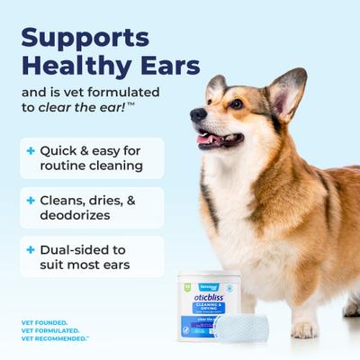 Show full view: Vetnique Labs Oticbliss Cleaning & Drying Ear Finger Mitt Dog & Cat Ear Wipes, 50 count slide 5 of 11