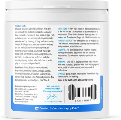 Show full view: Vetnique Labs Oticbliss Cleaning & Drying Ear Finger Mitt Dog & Cat Ear Wipes, 50 count slide 3 of 11