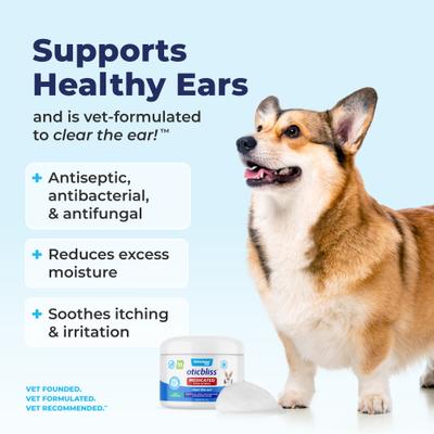 Show full view: Vetnique Labs Oticbliss Medicated Dog Ear Wipes, 50 count slide 6 of 11
