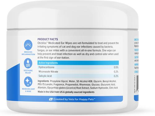 Show full view: Vetnique Labs Oticbliss Medicated Dog Ear Wipes, 50 count slide 4 of 11