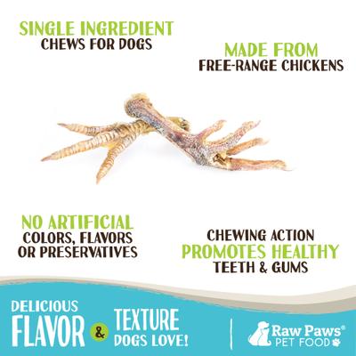 Show full view: Raw Paws Dried Chicken Feet Dehydrated Dog Treats, 10 count slide 4 of 8