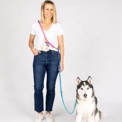 Show full view: Pink Papyrus Ombre Hands-Free Adjustable Rope Dog Leash, Pixie slide 4 of 10