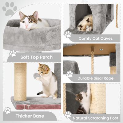 Show full view: TSCOMON Multi-Level 58-in Plush Cat Tree & Condo, Light Gray slide 4 of 9