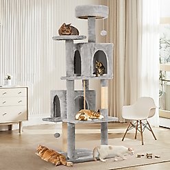 TSCOMON Multi-Level 58-in Plush Cat Tree & Condo, Light Gray