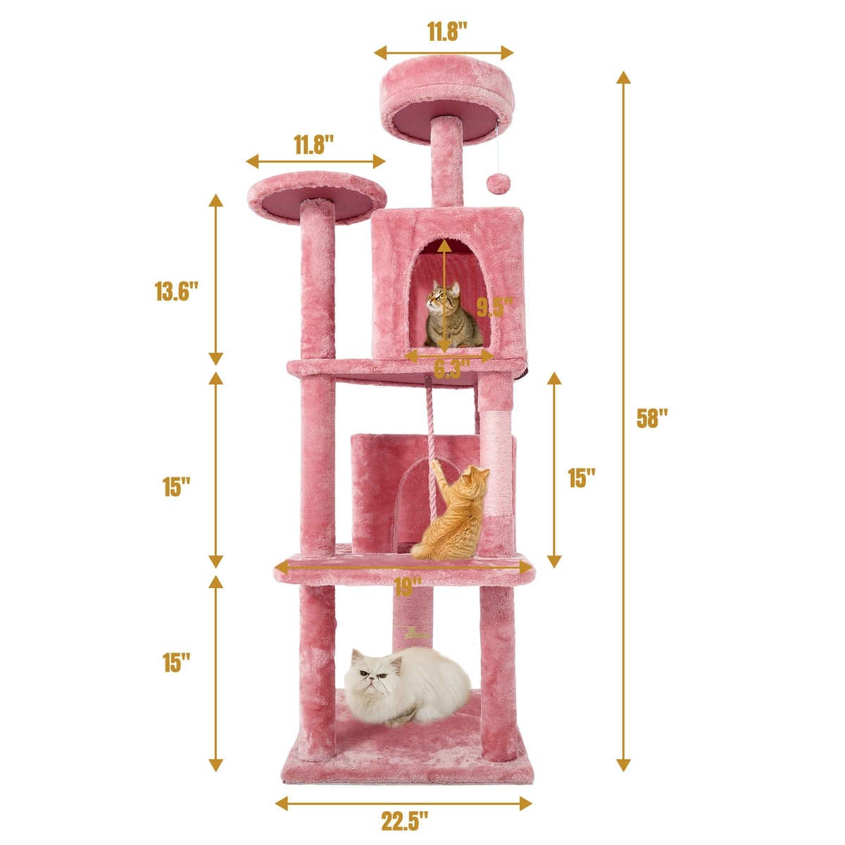 TSCOMON Multi-Level 58-in Plush Cat Tree & Condo