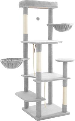 Show full view: TSCOMON 58-in Multi-Level Scratching Post Cat Tree, Light Gray slide 8 of 11