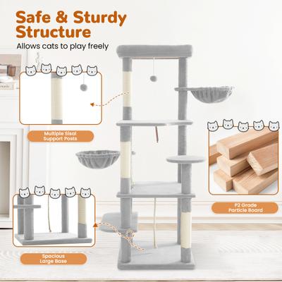 Show full view: TSCOMON 58-in Multi-Level Scratching Post Cat Tree, Light Gray slide 4 of 11