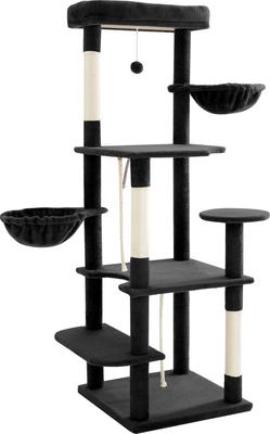 Show full view: TSCOMON 58-in Multi-Level Scratching Post Cat Tree, Black slide 9 of 12