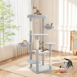 TSCOMON 58-in Multi-Level Scratching Post Cat Tree, Light Gray
