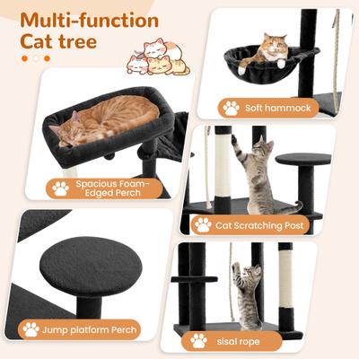 Show full view: TSCOMON 58-in Multi-Level Scratching Post Cat Tree, Black slide 4 of 12
