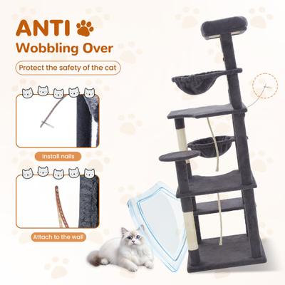 Show full view: TSCOMON 58-in Multi-Level Scratching Post Cat Tree, Deep Gray slide 6 of 11