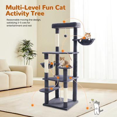 Show full view: TSCOMON 58-in Multi-Level Scratching Post Cat Tree, Deep Gray slide 5 of 11
