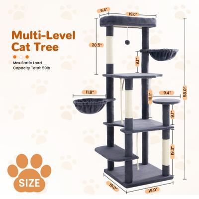 Show full view: TSCOMON 58-in Multi-Level Scratching Post Cat Tree, Deep Gray slide 2 of 11