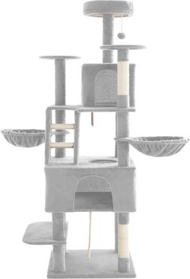 Show full view: TSCOMON 75-in Multi-Level Scratching Post Cat Tree & Condo, Light Gray slide 10 of 13