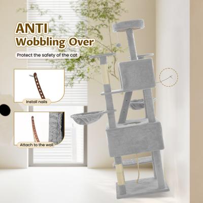 Show full view: TSCOMON 75-in Multi-Level Scratching Post Cat Tree & Condo, Light Gray slide 7 of 13