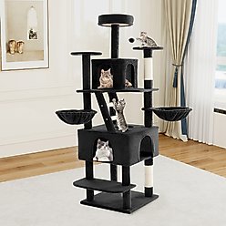 TSCOMON 75-in Multi-Level Scratching Post Cat Tree & Condo, Black slide 2 of 9
