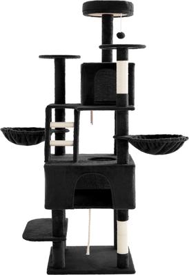 Show full view: TSCOMON 75-in Multi-Level Scratching Post Cat Tree & Condo, Black slide 9 of 12