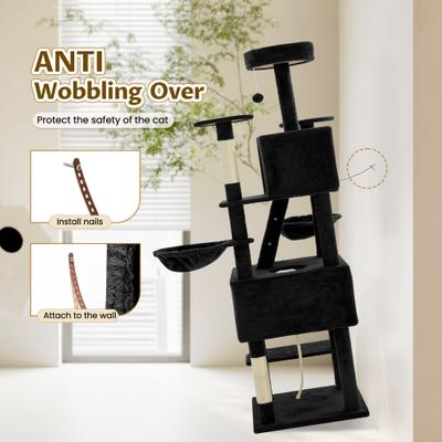 Show full view: TSCOMON 75-in Multi-Level Scratching Post Cat Tree & Condo, Black slide 6 of 12